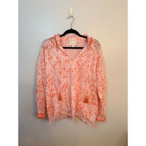 STS Sail to Sable Womens XL‎ Floral Tassel Trim Long Sleeve Blouse Top